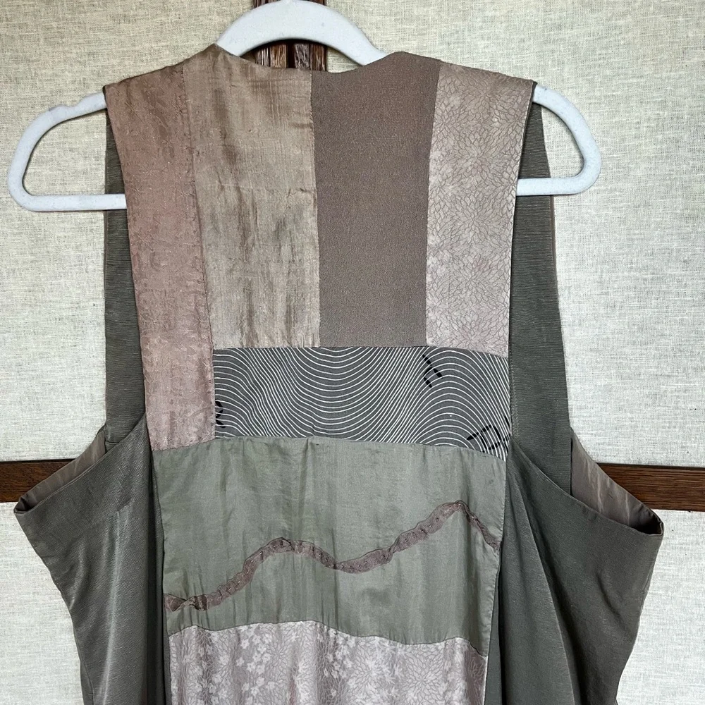 Nancy Gary Vintage Silk Artisan Patchwork Dress and Long Vest - Large - Picture 9 of 16